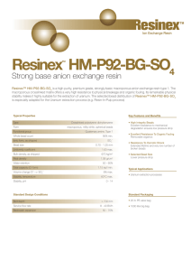 Resinex HM-P92-BG-SO 4 Strong base anion exchange resin