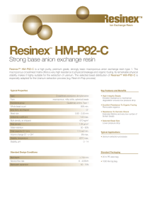 Resinex HM-P92-C Strong base anion exchange resin ™