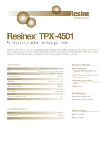 Resinex TPX-4501 Strong base anion exchange resin ™