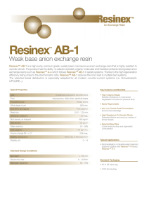 Resinex AB-1 Weak base anion exchange resin ™