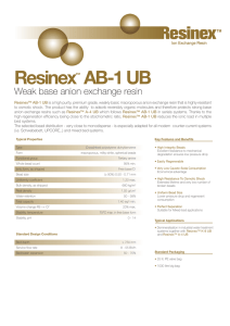 Resinex AB-1 UB Weak base anion exchange resin ™