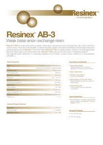 Resinex AB-3 Weak base anion exchange resin ™