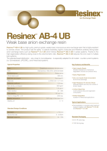 Resinex AB-4 UB Weak base anion exchange resin ™