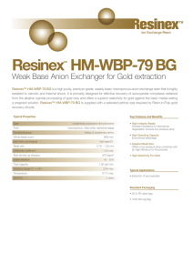 Resinex HM-WBP-79 BG Weak Base Anion Exchanger for Gold extraction ™