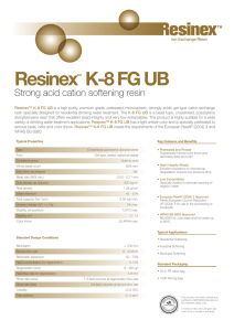 Resinex K-8 FG UB Strong acid cation softening resin ™