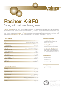 Resinex K-8 FG Strong acid cation softening resin ™