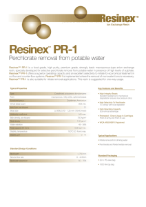 Resinex PR-1 Perchlorate removal from potable water ™