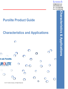Purolite Product Guide Characteristics and Applications Charac
