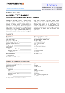 AMBERLITE™ IRA96RF Industrial Grade Weak Base Anion Exchanger