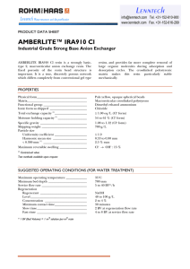 Lenntech  AMBERLITE™ IRA910 Cl Industrial Grade Strong Base Anion Exchanger