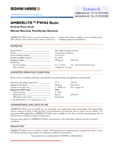 Lenntech  AMBERLITE™ PWA6 Resin