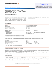 Lenntech  AMBERLITE™ PWA7 Resin Chromate Selective