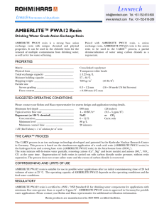 AMBERLITE™ PWA12 Resin Drinking Water Grade Anion Exchange Resin