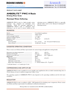 Lenntech  AMBERLITE™ PWC14 Resin Municipal Water Softening