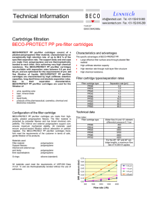 Cartrdrige filtration BECO-PROTECT PP pre-filter cartridges  Characteristics and advantages