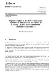 Implementation of the NPT Safeguards Agreement and relevant provisions of