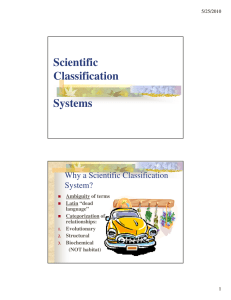 Scientific Classification Systems Why a Scientific Classification