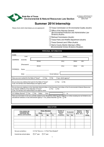 Summer 2014 Internship Environmental &amp; Natural Resources Law Section