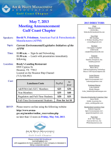 May 7, 2013 Meeting Announcement Gulf Coast Chapter David N. Friedman