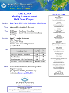 , April 9, 2013 Meeting Announcement Gulf Coast Chapter