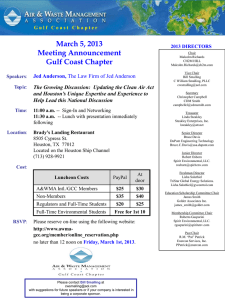 March 5, 2013 Meeting Announcement Gulf Coast Chapter Jed Anderson,