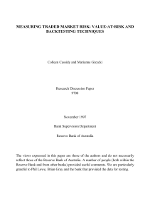 MEASURING TRADED MARKET RISK: VALUE-AT-RISK AND BACKTESTING TECHNIQUES