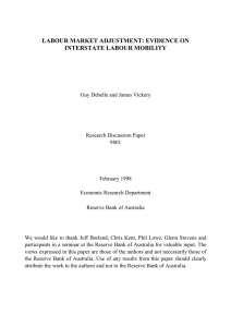 LABOUR MARKET ADJUSTMENT: EVIDENCE ON INTERSTATE LABOUR MOBILITY