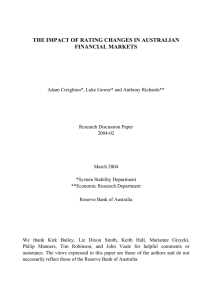 THE IMPACT OF RATING CHANGES IN AUSTRALIAN FINANCIAL MARKETS