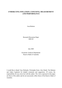 UNDERLYING INFLATION: CONCEPTS, MEASUREMENT AND PERFORMANCE