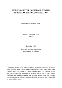 HOUSING AND THE HOUSEHOLD WEALTH PORTFOLIO: THE ROLE OF LOCATION