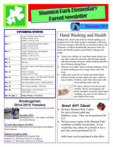 Hand Washing and Health December 2013  UPCOMING EVENTS