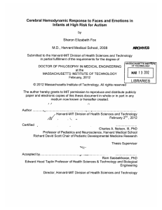 Cerebral  Hemodynamic  Response  to  Faces ... Infants at  High  Risk for Autism