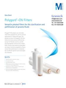 Polygard -CN Filters Lenntech Versatile pleated ilters for the clariication and