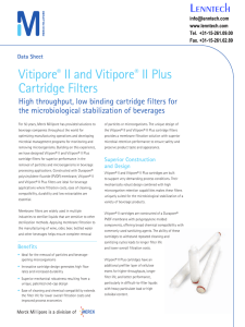 Vitipore II and Vitipore II Plus Cartridge Filters