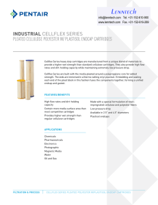 Lenntech INDUSTRIAL PLEATED CELLULOSE POLYESTER W/ PLASTISOL ENDCAP CARTRIDGES Tel. +31-152-610-900
