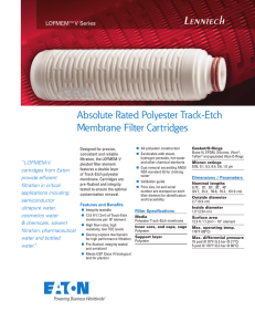 Absolute Rated Polyester Track-Etch Membrane Filter Cartridges LOFMEM™V Series