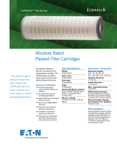 Lenntech Absolute Rated Pleated Filter Cartridges LOFPLEAT™AG Series