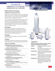 Pleated Media for Increased Capacity &amp; Long Service Life Pleated Polypropylene Filters