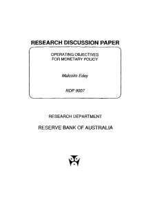 RESEARCH DISCUSSION PAPER RESERVE BANK OF AUSTRALIA Malcolm Edey RDP 9007