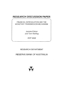 RESEARCH  DISCUSSION PAPER DEPARTMENT RESERVE BANK OF AUSTRALIA RESEARCH