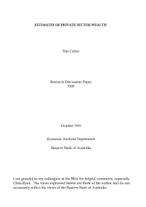 ESTIMATES OF PRIVATE SECTOR WEALTH Tim Callen Research Discussion Paper 9109