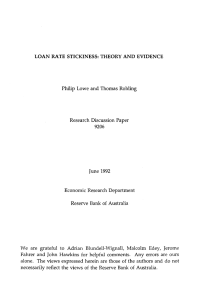 LOAN RATE  STICKINESS: THEORY AND EVIDENCE 9206