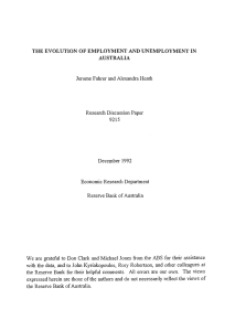 THE EVOLUTION OF EMPLOYMENT AND UNEMPLOYMENT IN AUSTRALIA 921 5