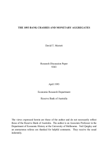 THE 1893 BANK CRASHES AND MONETARY AGGREGATES David T. Merrett 9303