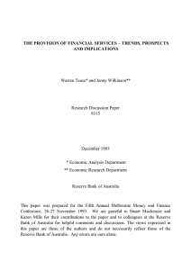 −  TRENDS, PROSPECTS THE PROVISION OF FINANCIAL SERVICES AND IMPLICATIONS