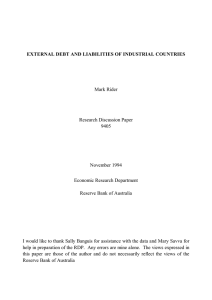 EXTERNAL DEBT AND LIABILITIES OF INDUSTRIAL COUNTRIES Mark Rider Research Discussion Paper 9405