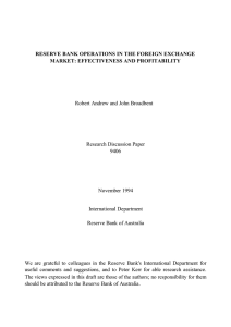 RESERVE BANK OPERATIONS IN THE FOREIGN EXCHANGE MARKET: EFFECTIVENESS AND PROFITABILITY