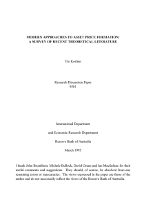 MODERN APPROACHES TO ASSET PRICE FORMATION: Tro Kortian Research Discussion Paper