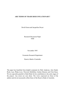 ARE TERMS OF TRADE RISES INFLATIONARY? David Gruen and Jacqueline Dwyer 9508