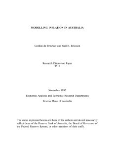 MODELLING INFLATION IN AUSTRALIA Gordon de Brouwer and Neil R. Ericsson 9510